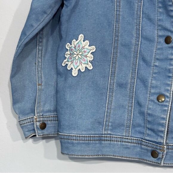 Disney | Girls Lt Wash Blue Denim Elsa Frozen Jean Jacket Snap Closure Size 10 - Picture 11 of 16